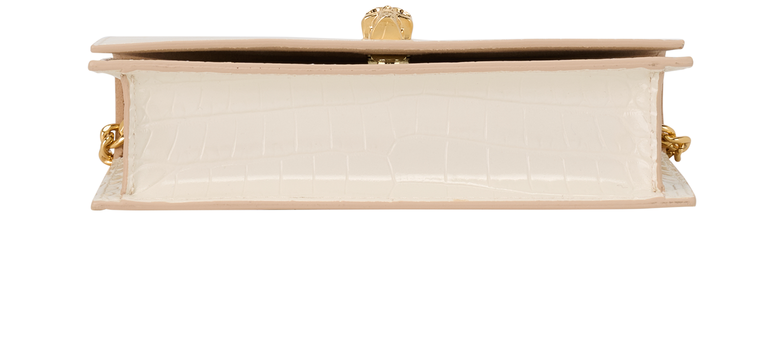 Small Croc Embossed Crossbody, &pound;395, Handbags, White, Leather, Top view
